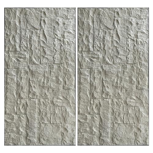 Innovz Paneles Decorativos para Pared Paquete de 2 Paneles de Pared de Piedra PU para Interior y Exterior, Revestimiento de Pared de Fondo con Textura de Piedra Artificial(White)
