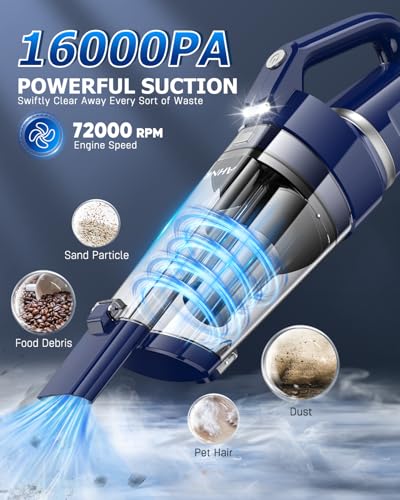 Image of AHNR Handheld Vacuum Cordless Rechargeable, Hand Held Car Vacuum Cleaner