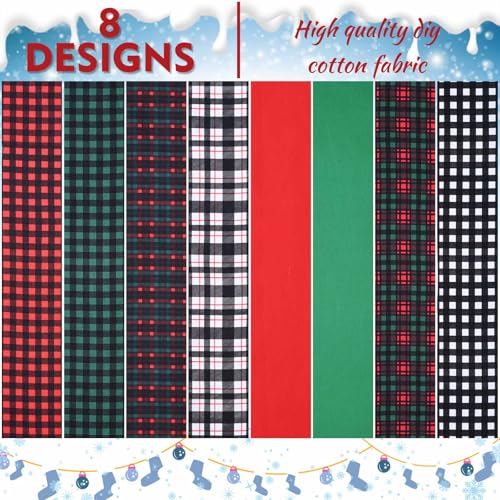 Bolsome BLS-COTTONFABRICSTRIPSROLL-240816 40 Pcs Christmas Buffalo Plaid Cotton Jelly Roll Green Red Tartan Fabric Strips For Quilting Crafting Christmas Classic Plaid Precut Patchwork For Sewing Diy Crafts Cotton Fabric Bundles Strips thumb #2