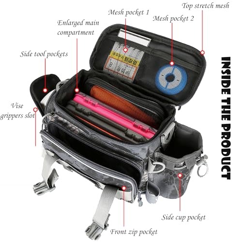 XUBX Multi-pocket Large Capacity, Single Shoulder Sea Fishing Tackle Bags Holdall Camouflage Outdoor Bag Hiking Travel Pack - Image 4