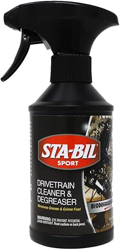 STA-BIL SPORT 22505 - Limpiador y desengrasante de transmisión para bicicletas regulares o eléctricas, espray de limpieza de bicicletas, removedor