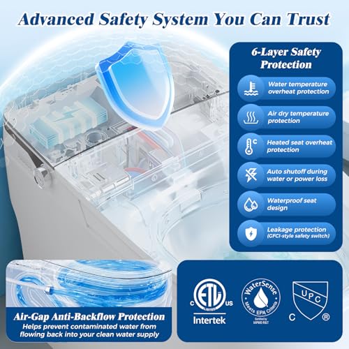 Inodoro inteligente CLIRASS con bidé, inodoro eléctrico con bidé, descarga automática potente, apertura y cierre automáticos, sensor de pie, asiento alargado calefactado (altura ADA), luz nocturna, control remoto con desodorización (blanco) miniatura 3