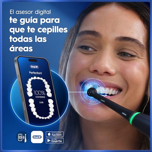 Miniatura 2 de Oral-B iO 5 Cepillo de Dientes Eléctrico con 3 Cabezales, Negro | Cepillo Dental con Sensor de Presión, 5 Modos de Cepillado con Blanqueamiento Dental y Modo Sensible, Estuche de Viaje Blanco