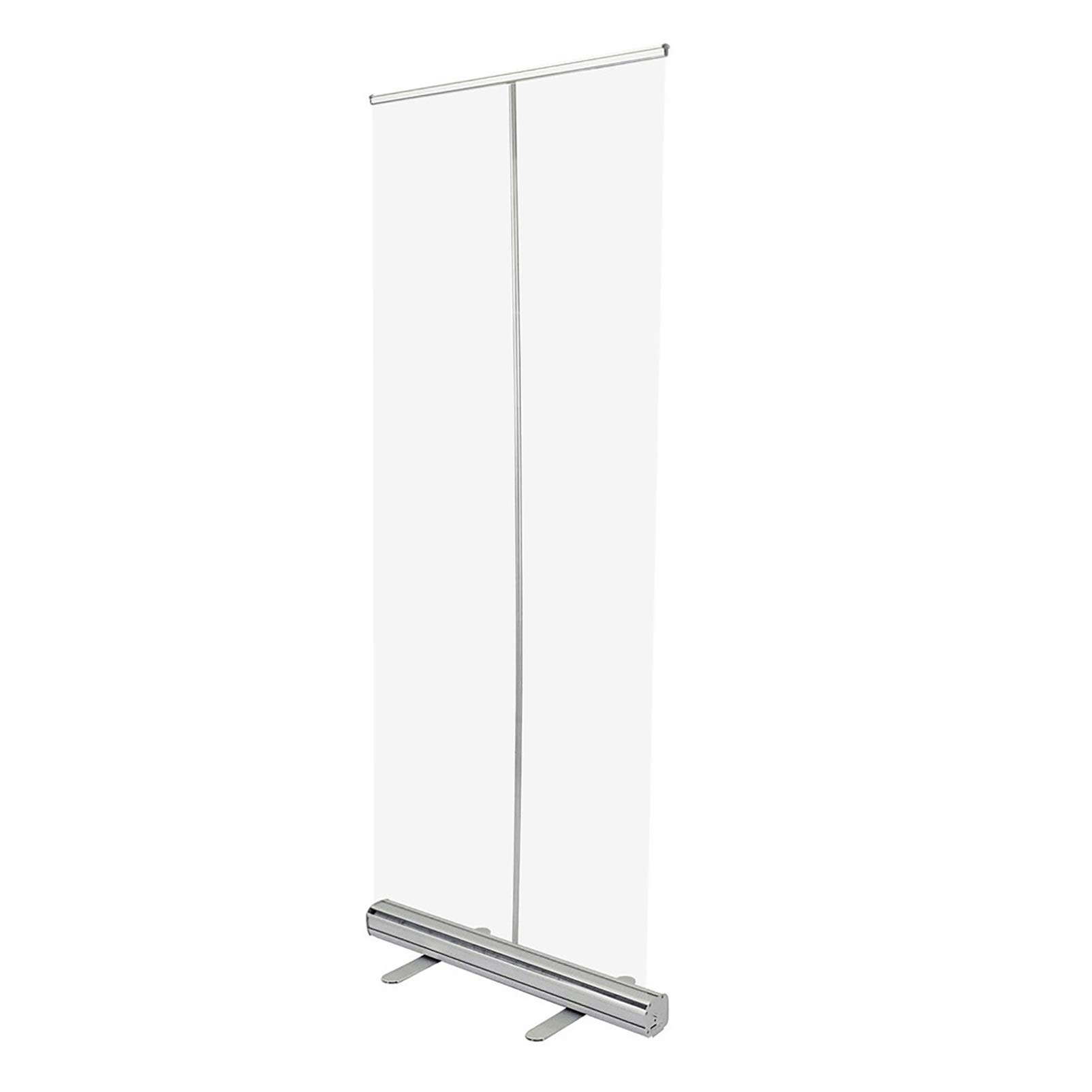 yuzhiyu Standing Sneeze Guard, Floor Standing Roll Up Clear Shield, Desk Divider Partition Screens, with Adjustable Banner Stand, for Retail Stores, Office, Cashier, Receptionist