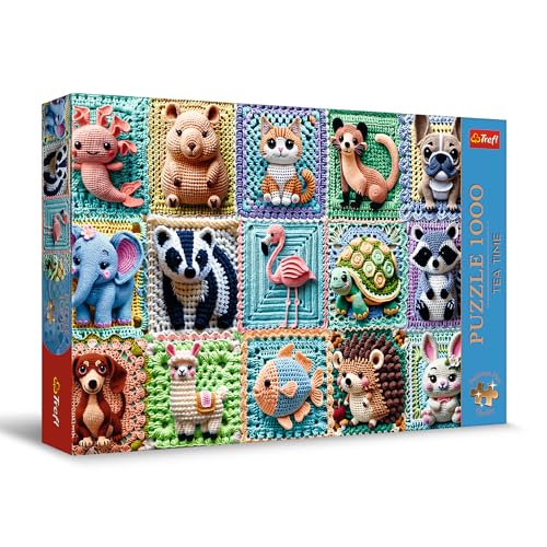 Trefl Crochet Animals - Rompecabezas de 1000 Piezas 26.9"x18.9" | Calidad Premium Plus: Tea Time, Serie de Imágenes Pintadas Nostálgicas, 14+ miniatura 1
