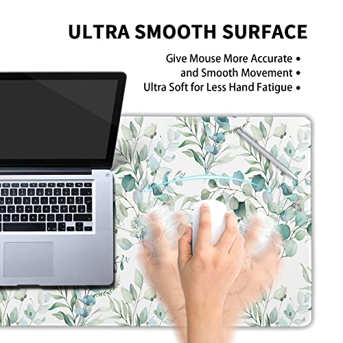 Image of Large Mouse Pad 31.5x11.8 Inches XL Extended Gaming Mousepad Green Leaves Desk Mat for Desktop, Long Computer Keyboard Mouse Mat Non-Slip Base Desk Pad for Home Laptop Game Office Work