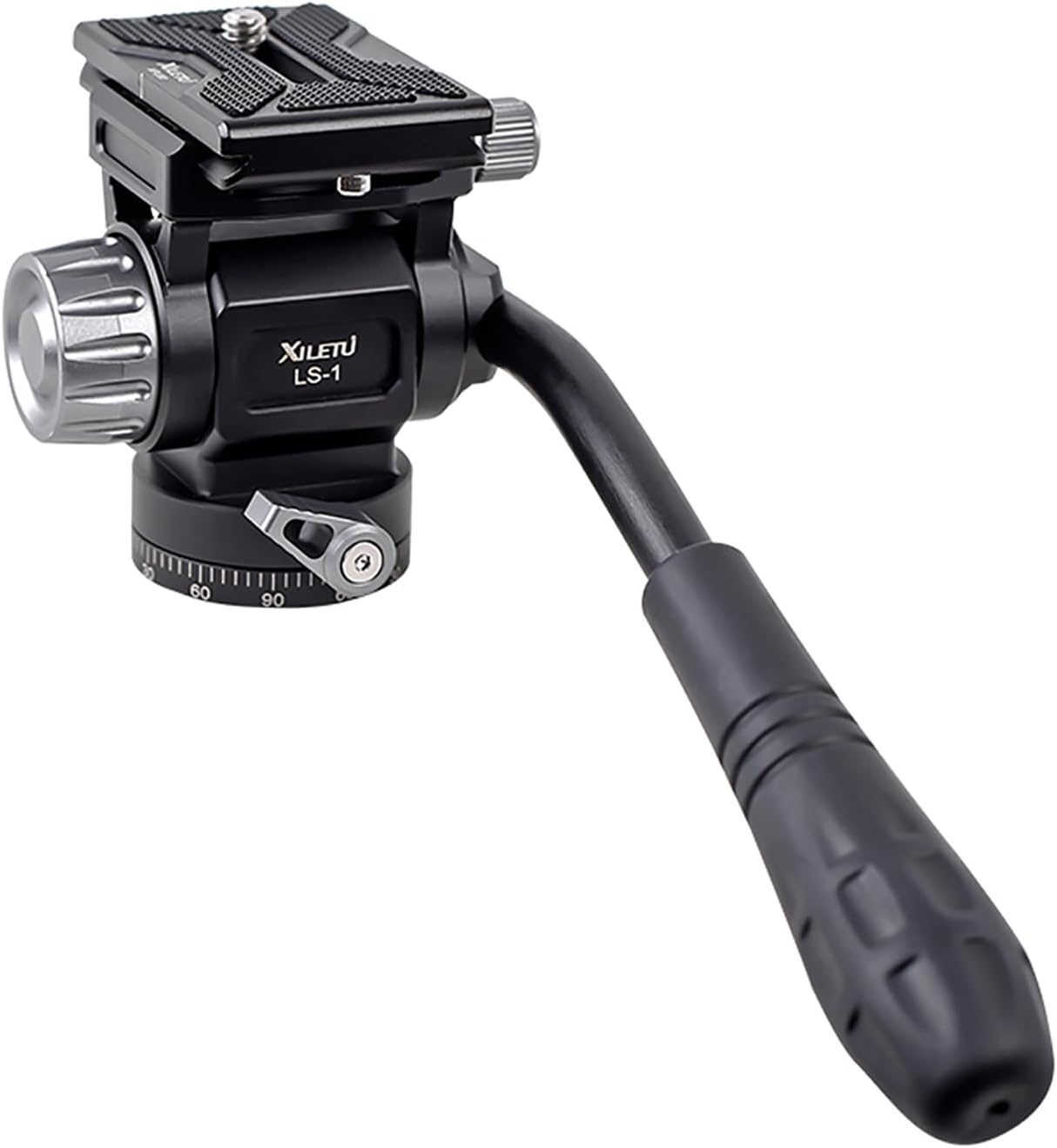 Tripod Fluid Head Pan Tilt Head with Quick Release Plate and Handle Metal Camera Tripod Head Compatible with Arca Swiss for Compact Video Cameras DSLR Max Load 13.23lb/6kg