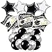 Graduation Party Supplies Black White and Silver - Graduation Balloons for Graduation Decorations - Mylar Foil Helium Balloon for Grady Party,High School - Spells - You did It and Congrats Graduate