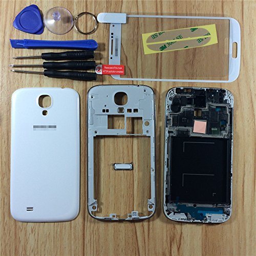 White Full Housing Case Cover Frame Door for Samsung Galaxy S4 SIV I9500 + Front Glass Screen Lens +Buttons + Tools + Film