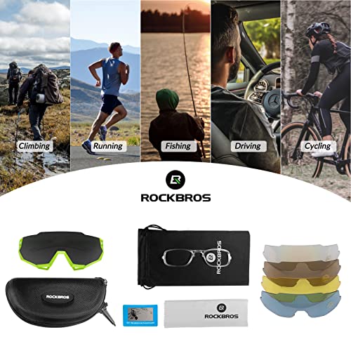ROCKBROS Lunettes de Soleil Polarisées, Cyclisme Lunettes de Vélo avec 5 Lentilles Interchangeables pour Hommes Femmes Baseball, pêche, Ski, Course - Image 7