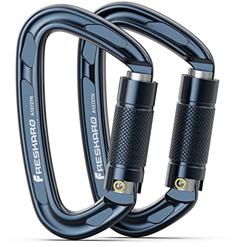 FresKaro 4inch Climbing Carabiner Clips, CE UIAA Certified 25kN Auto Locking Carabiners, 7075 Aircraft Aluminium Carabina, Lightweight Karabiner, Rust Free and Heavy Duty, D Shape, Large, Spacegray