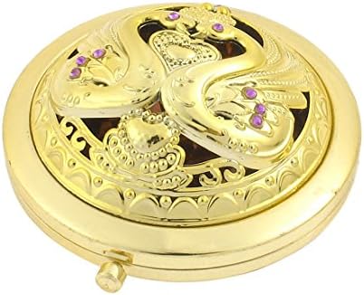 Ruilogod Women Swan Heart Folding Magnifying Compact Makeup Mirror Gold Tone (id: 4f0 c6e 47e 6a9 534 image 5