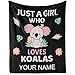 Personalized Koala Blanket with Name - Soft, Fuzzy & Warm - 30