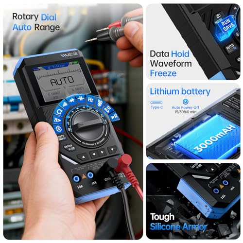 DewinLVD DST-210 Handheld Oszilloskop, 3 in 1 Digitaler Multimeter Oszilloskop Signalgenerator 10 MHz Bandbreite 19999 Zählwerke 48 MSPS Abtastrate AC DC Spannung Strom Kapazität Widerstand Prüfung
