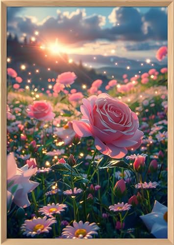 Image of Leczany Cross Stitch Stamped Kits for Adults Beginners Patterns Craft Kit Needlepoint Full Range of DIY Embroidery Kits Starter 11CT 3 Strands | Sunshine Rose 15.8x22.4 inches