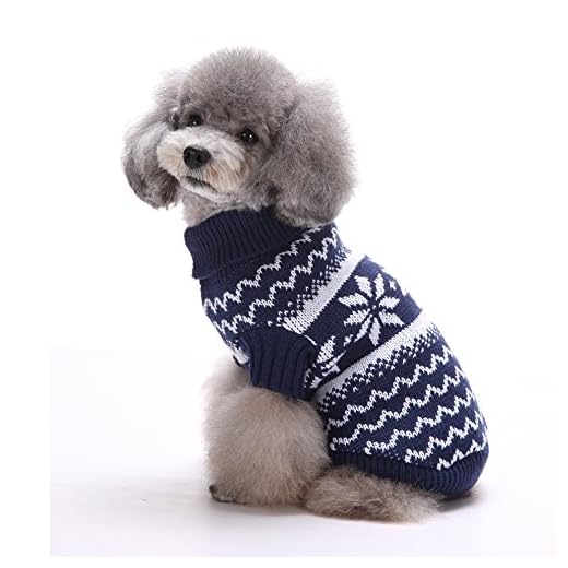 Tuopuda Navidad Mascotas suéter Invierno Perro Nieve Lana del Perrito Traje Caliente Ropa de Abrigo (M, Azul Marino)