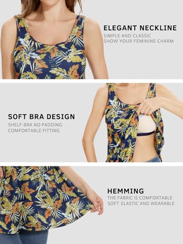 Image of Rosyline Tank Top for Women with Built in Bra Flowy Swing Undershirt Tank Tops S-4XL