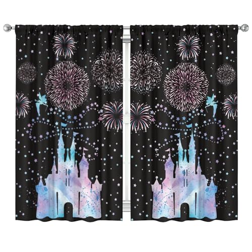 Image of GYYTWCJ Boys Girls Kids Nursery Curtains Print Pattern Window Drapes for Living Room Bedroom Playroom Decor Rod Pocket 41x63 Inch 2 Panels, White