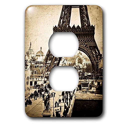 Tour Eiffel avec le Champ de Mars plaque de commutateur double pour prise - 3