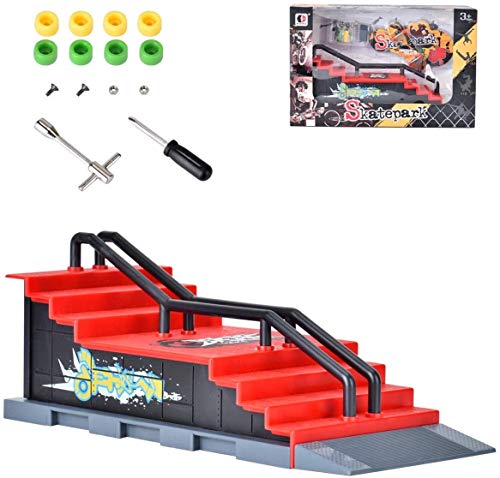 Queta Juego de rampa para patineta con Dedos, Kit de rampa para patineta con Accesorios Skate Park, Juguete para Dedos versi�n Graffiti