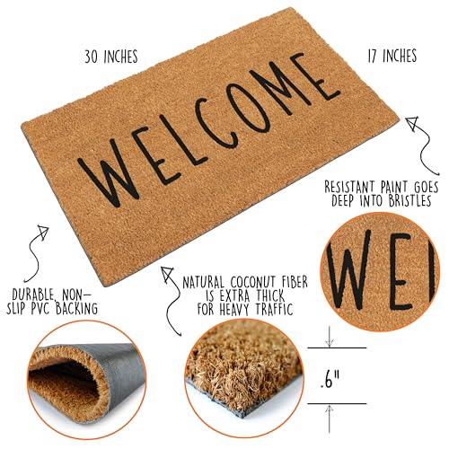 MAINEVENT Welcome Mat Outdoor 30x17 Inch, Outside Door Mats for Front Door, Welcome Door Mat w/Non Slip PVC Backing - Thumbnail 2
