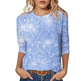 QJDFLL Ein modisches lässiges T Shirt Top mit Rundhalsausschnitt Dreiviertelärmeln für Damen köln Karneval karnevalskostüme kostüm Familie(Hellblau,M)