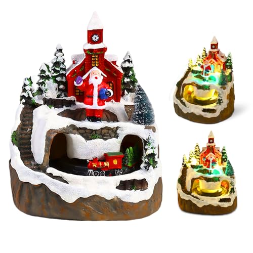 NAVESO Weihnachtsdorf mit Beleuchtung und Musik, Weihnachtsdorf mit...