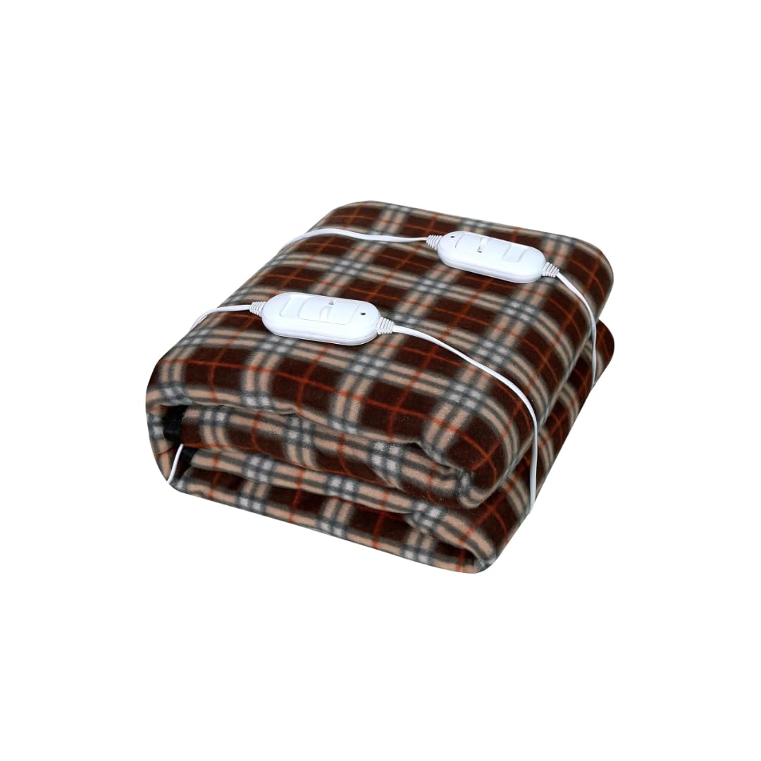 Classic Super Soft Polyester Double Bed Polar Heating Electric Blanket/Bed Warmer (60 X 60) Inches, Light Camle, Skin Friendly, 6 Years Warranty | Color- Green