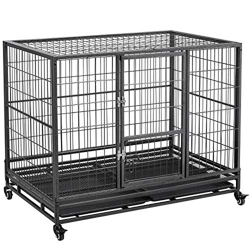 Topeakmart Large Heavy Duty Dog Crate with Wheels