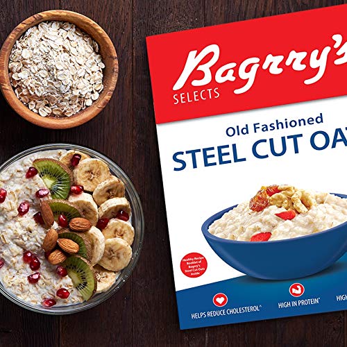 Image of Bagrry's Steel Cut Oats | High in Dietary Fibre & Protein |Helps in Weight Management & Reducing Cholesterol | Old Faishoned Oats| Breakfast Cereal, 500g Box (Pack of 2)