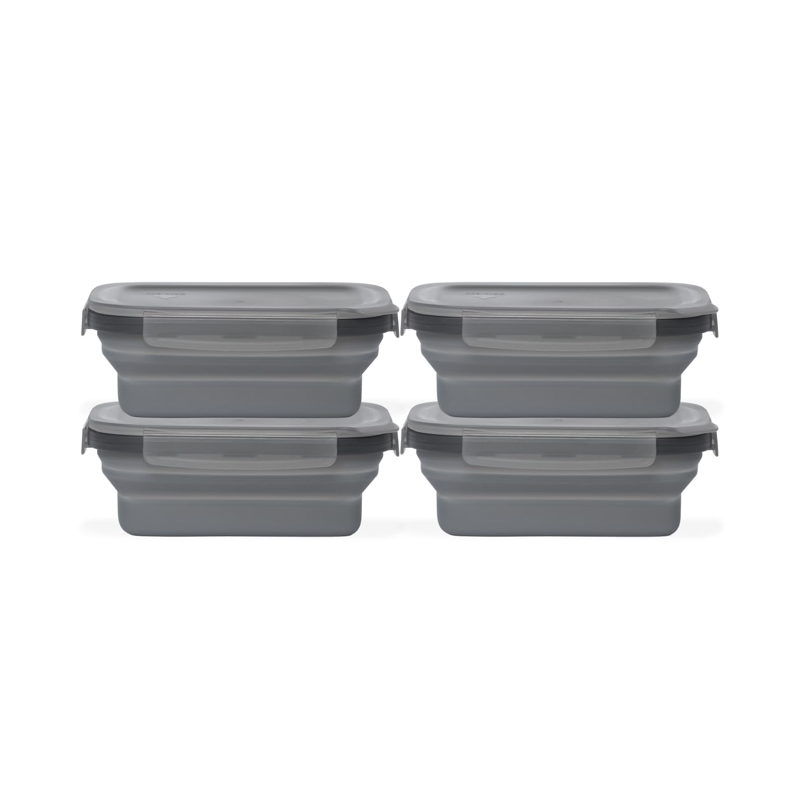 Drip Ez Charcoal Secondz Collapsible Food Storage Containers – Set Of 4, Space-Saving Airtight Meal Prep & Leftover Containers – Microwave, Freezer & Dishwasher Safe, Bpa-Free, Locking Lids –