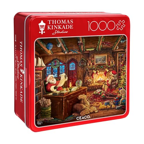 Buffalo Games - Rompecabezas Thomas Kinkade Santa Checking His List de 1000 piezas | Para Adultos, Estuche coleccionable, Tamaño terminado 26 x 19 pulgadas, Incluye póster miniatura 1