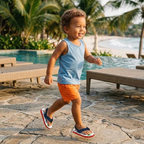Image of Boys Girls Strap Flip Flops Sandals Cute Cartoon Unicorn Shark Toddler Flip Flop Kids Pool Beach Flat Slide Summer Water Shoes