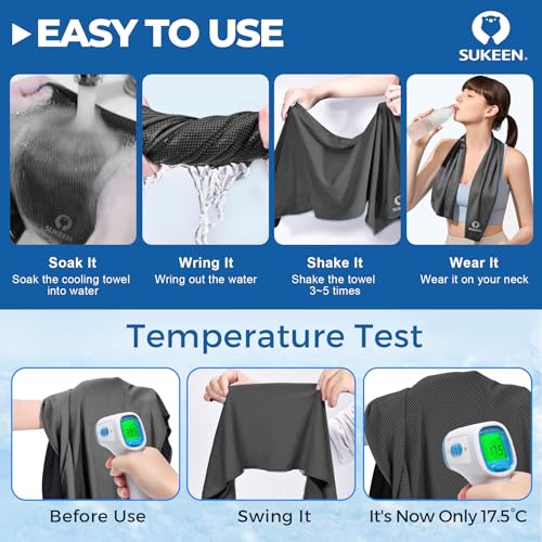 Sukeen 4 Pack Cooling Towels (40"x 12"), Cool Towels for Neck, Sport Sweat Rag for Gym, Cooling Rag, Cooling Towel for Yoga, Golf, Camping, Running, Workout, Camping, Fitness - image 3