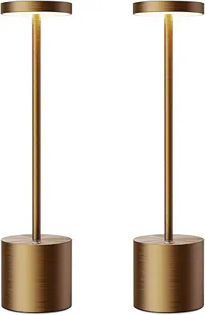 SAKRINGT Cordless Table Lamps Rechargeable,6000mAh Portable Battery Operated LED Table Light for Restaurant Outdoor 2 Pack Titanium