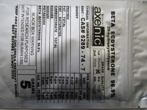 Vitamínicos, AXENIC 5 Grams Beta ECDYSTERONE 96.9%, 20-Hydroxyecdysone Powder