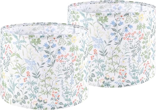GO&SO Lamp Shades Set of 2,16" D x 10" H,Multicolored Floral,Large Drum