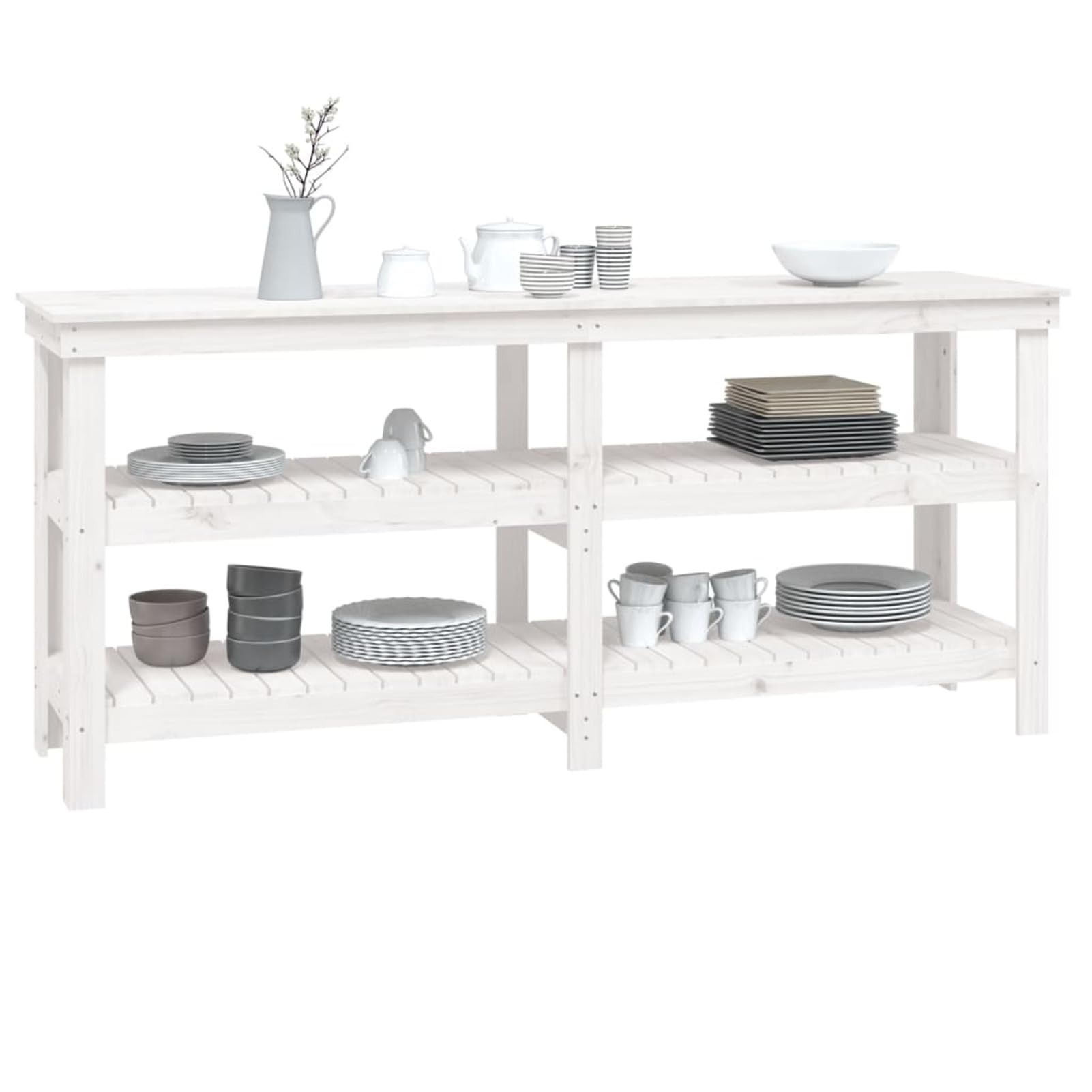Banco de Trabajo, Mesa De Trabajo Taller, Caballete Mesa, Banco Herramientas, Bancada De Trabalho, Caballete para Mesa, de Madera Maciza de Pino Blanco 181x50x80 cm