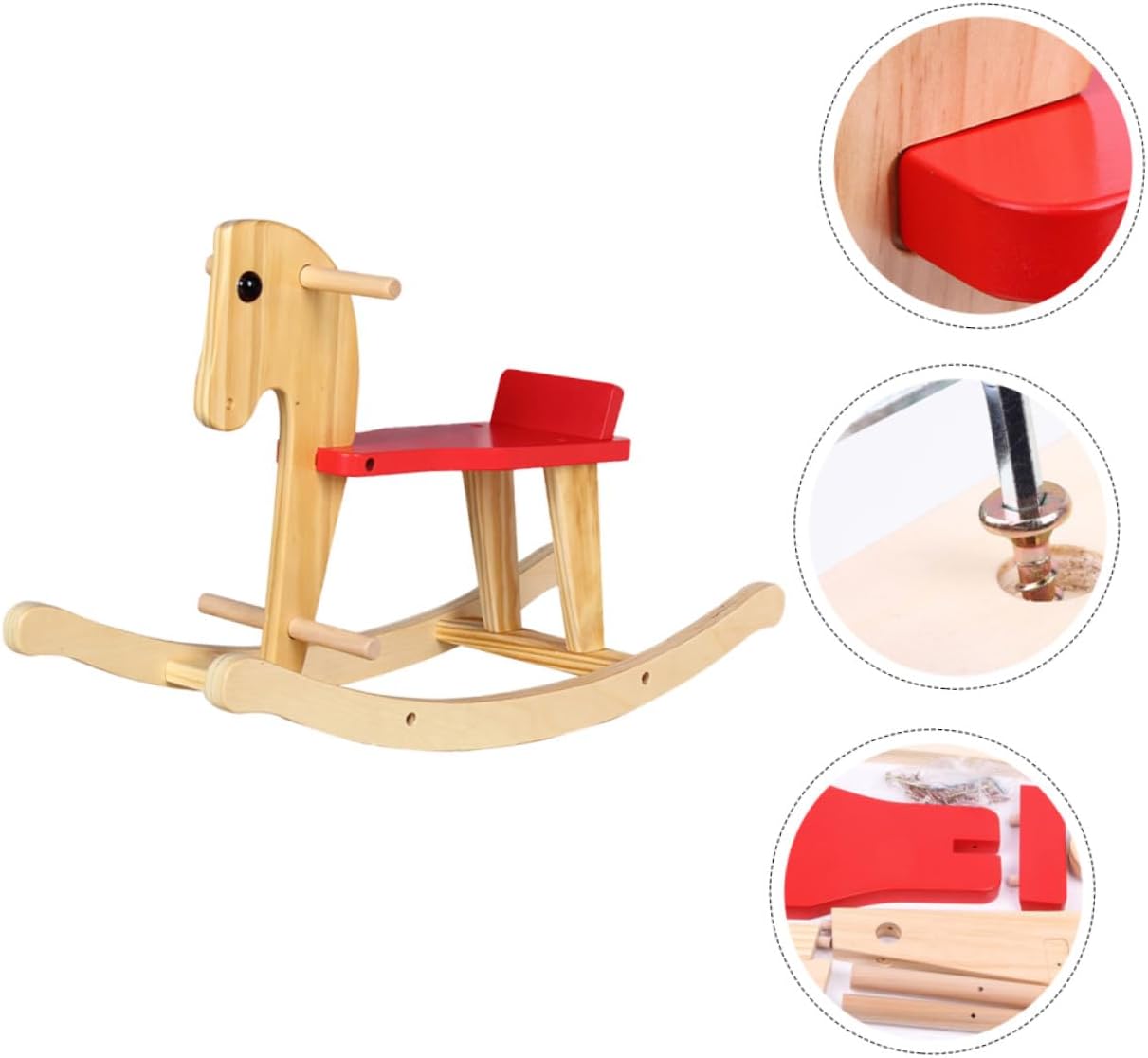 Generic Wooden Rocker Horse Miniature Rocking Chair with Handrails for Easy to Assemble Plaything Chair Stable Forward and Backward Movement Birthday