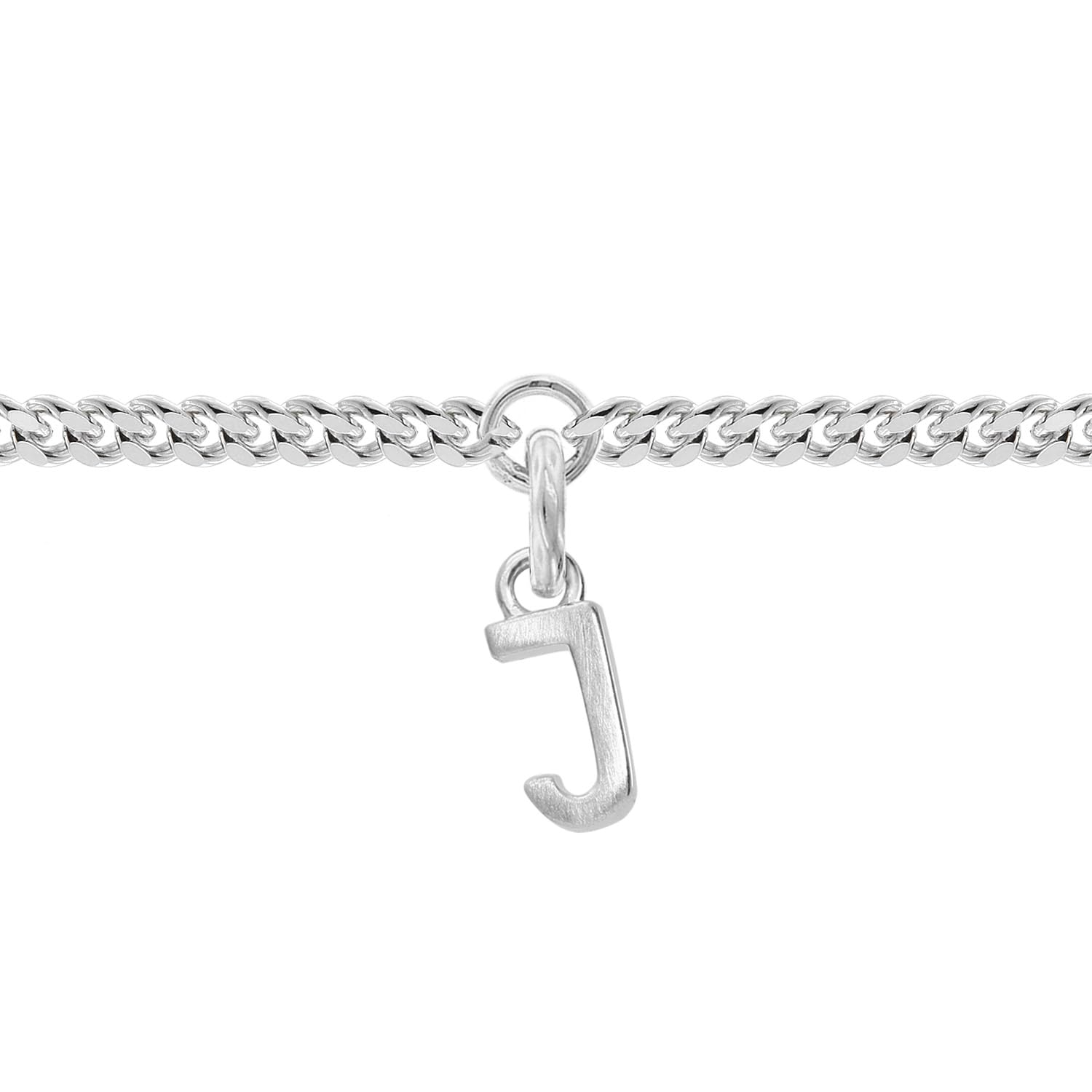 trendor Bracciale da ragazza con lettera J, argento 925, rodiato, 21590-J | Bracciale a maglia piatta con taglio a diamante, elegante bracciale per giovani donne,
