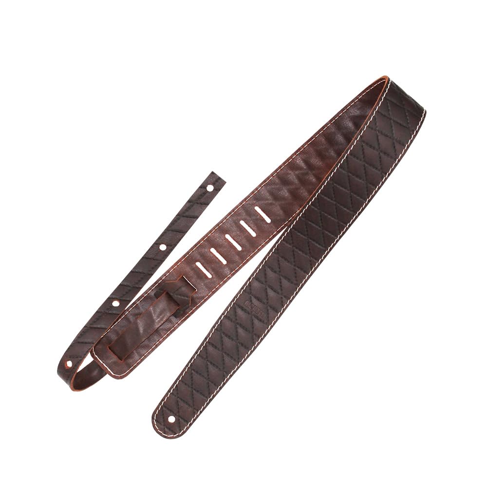 Richter Leder Raw II Contour Sew Brown - Handgearbeiteter Gitarrengurt