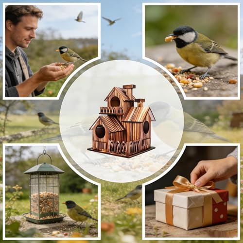 Maison d'oiseaux d'extérieur abri moineaux et mésanges en bois - 5