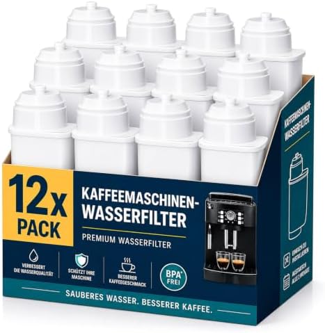 Filswa 12 Stück Kaffeemaschinen-Filter für Siemens EQ Serie/Series | Brita Intenza Water Replacement TZ70003, EQ6, Temial, Entfernt Chlor und Kalk, Passend für EQ.5/6/7/8/9, EQ500,