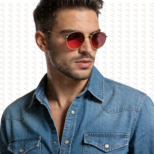 Image of Kursan Small Round Metal Polarized Sunglasses for Men Women Mirrored Lens Classic Circle Sun Glasses