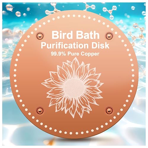 OICEME Bird Bath Purification Disk Pure Copper Outside Winter Solar Power Birdbath Hummingbird Bee Water Fountain Solar Power Window Feeder Stand Nectar Food Pole House Hanging Birdhouse Accessories