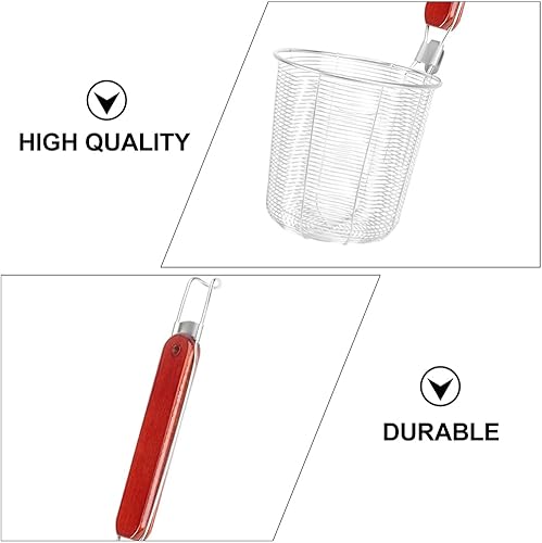 Miniatura 4 de 2 cestas de malla para pasta con mango de madera, colador de olla caliente de acero inoxidable, cucharas de malla para fideos de araña, cucharas
