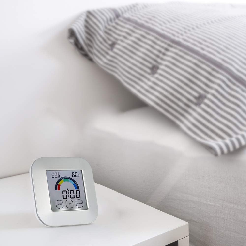 Digital Thermometer Hygrometer Comfort Indication Smart Touchscreen Colorful Screen Backlight Indoor Weather Station Clock