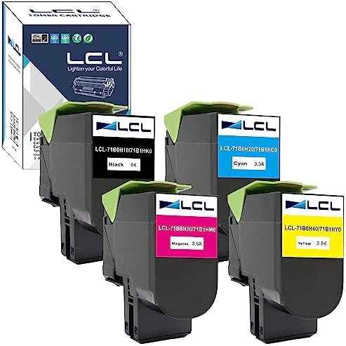 LCL Remanufactured Toner Cartridge Replacement for Lexmark 71B0H10 71B0H20 71B0H30 71B0H40 71B1HK0 71B1HC0 71B1HM0 71B1HY0 CS417 CS417dn CX417 CX417de CS517 CS517de CX517 CX517de (4-Pack KCMY)