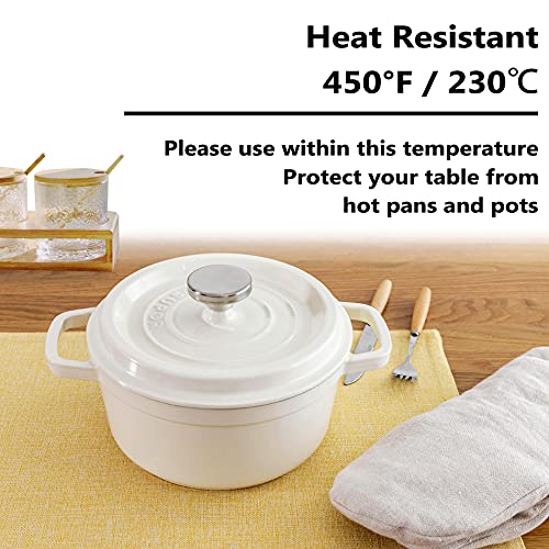 Home Brilliant Yellow Cloth Placemats Reusable Dinner Mats, Dinner Decorations Washable Heat Resistant Dining Table Mats - Image 3