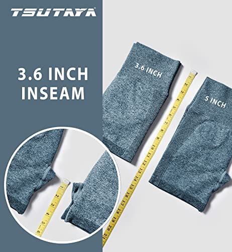 Tsutaya Women Workout Gym Shorts 3.6" Seamless Scrunch Butt Shorts High Waisted Yoga Booty Shorts #TOP2